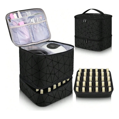 Estuche Organizador Para Esmaltes Y Maquillaje Portátil Negro | Envío gratis