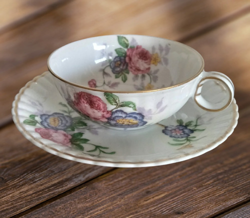 Pocillo Con Platito Limoges Porcelana Francesa. 