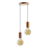 Pendente Soquete Copinho E27 Rose Gold Duplo + Led G95 Iluminar Ambiente