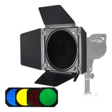 Kit Barndoor Godox Bd-04 Grade Favo De Mel Com Filtros Sk400