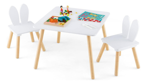 Juego De Mesa Y Silla Para Niños 3 Piezas De Madera