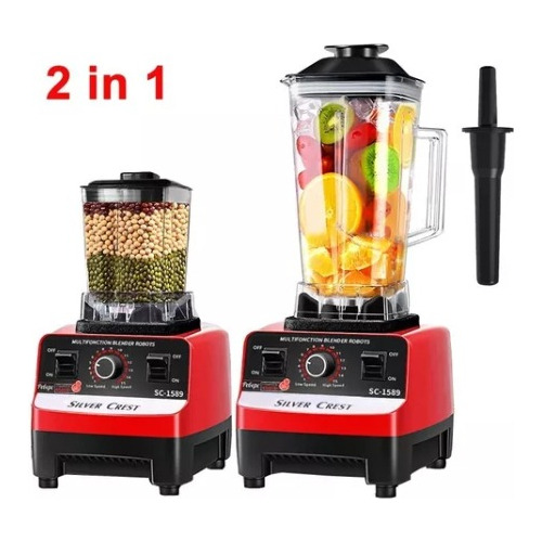 Licuadora Industrial Silver Crest Professional Blender Sc-1589 2 L Roja Con Vaso De Plástico 110v/220v - Incluye 5 Accesorios