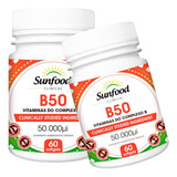 Vitaminas Do Complexo B 50.000ui 120 Cáps. 2 Potes Sunfood