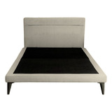 Cama Queen Size Danita, Base Armable Con Cabecera Roomi Color Beige Danita