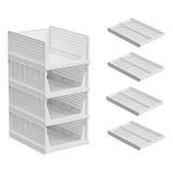 Wnynuep Stackable Plastic Storage Basket,4 Pack Plastic Draw