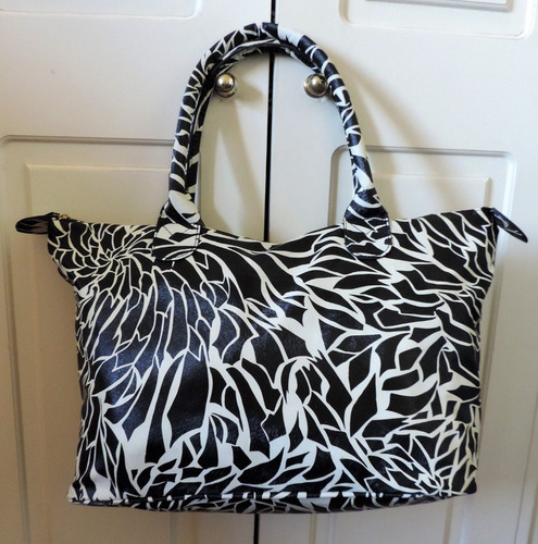 Bolso Tote Bag Blanco Con Negro