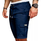 Bermuda Cargo Gabardina Hombre Shorts Jogger Con Bolsillo G6