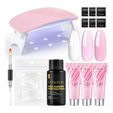 Kit De Gel De Extensión De Uñas Poly, 3 Colores Transparente