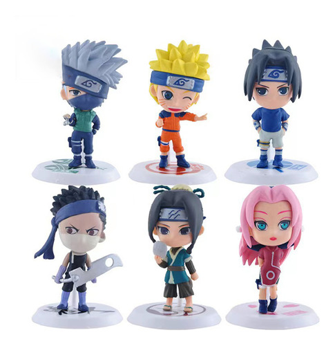 Kit 6 Bonecos Naruto Itachi Sasuke Kakashi Action Figure