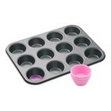 Charola Para 12 Cupcakes + Capacillos De Silicon De Regalo