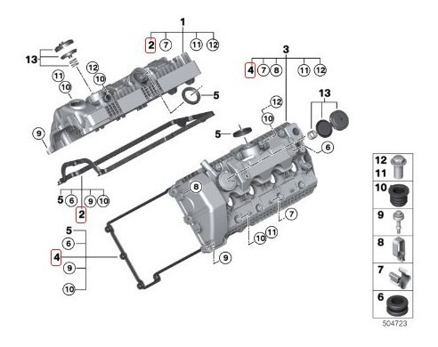 Kit Juntas Tapa Valvulas Bmw Serie 5 E60 Lci 550i N62n Foto 2