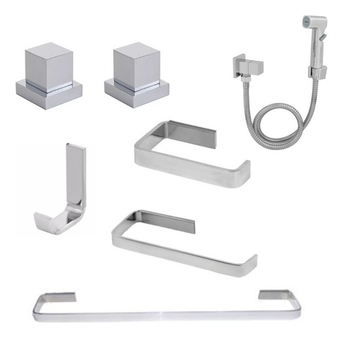 Kit De Acessórios Para Banheiro Quadrado Completo Luxo
