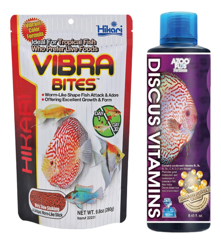 Hikari Vibra Bites 240g + Azoo Vitaminas P/peces  500ml 