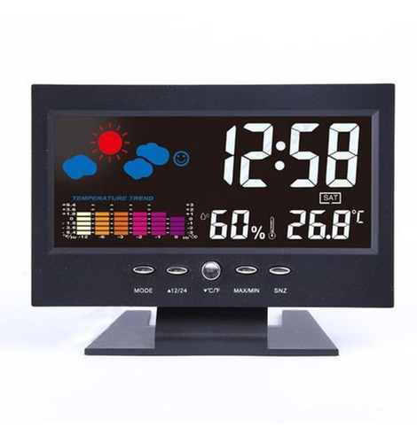 Reloj Despertador Lcd A Color Escritorio Luz Temperatura