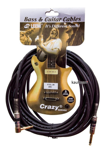 Cable Guitarra Bajo Plugs Chapados En Oro Marca Leem 9 Metro