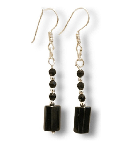 Aretes Turmalina Negra Plata 925 Joyeria Natural