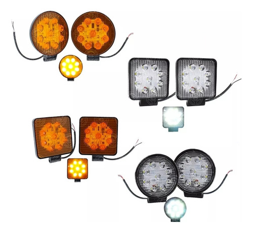 Par Faros 9 Led Con Estrobo Auxiliares 27w Jeep 4x4 12-24v F