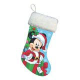 Calcetín De Disney© Santa Mickey Mouse Con Puño De Felpa Par