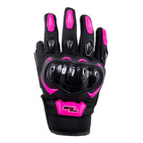 Guantes De Dama Rosa Negros Motociclista Talla S