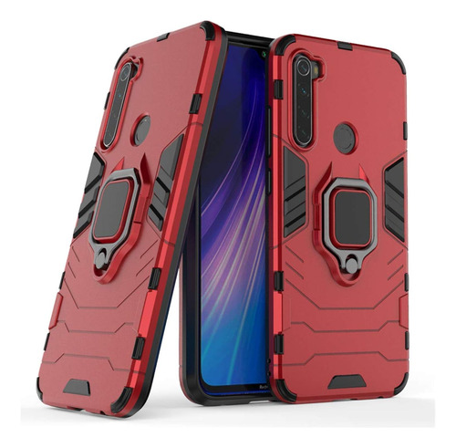 Compatible Con Redmi Note 8 Funda, Anillo Metálico Sujeción