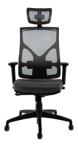 Silla De Escritorio Rolic Cool Gamer Ergonómica  Gris Y Negra Con Tapizado De Mesh Y Spazio