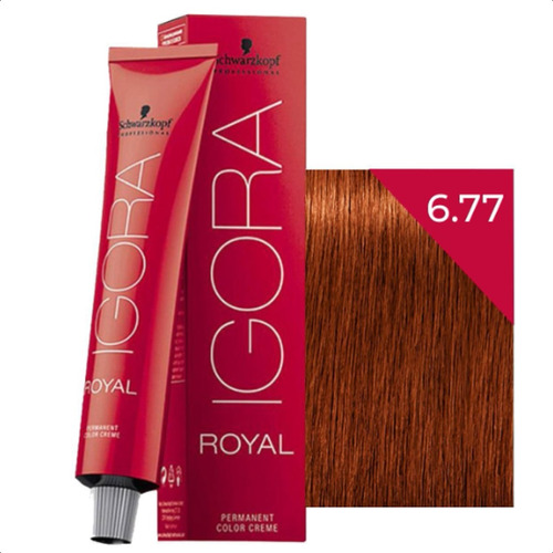 Coloração Ruivo Cobre Igora Royal Schwarzkopf Tinta 6.77