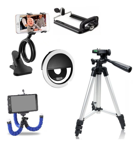 Tripe 1,80 Anel Luz Ring Light + Kit Youtuber Para Celular