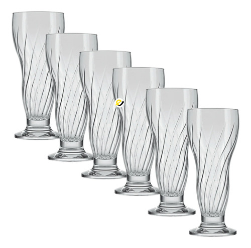Vaso Copa Malteada Set X6 De 360ml En Cristal Para Bebidas