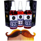 Kit 3 Cuidado Jye De Barba Con Peine Forma Bigote