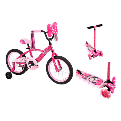 Bicicleta Disney Minnie Mouse R16 Con Patin Rosa 16 | Envío gratis