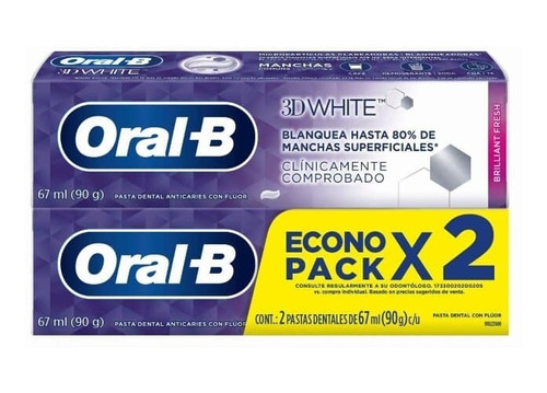 Crema Dental Oral-b 3d White X 2 Un X 90 G C/u