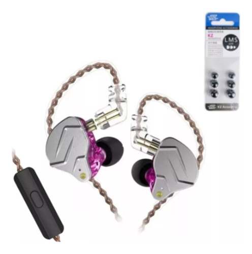 Kz Zsn Pro Purple Audifonos In Ear Con Mic + Almohadillas