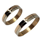 Par De Alianzas Oro 18k Bicolor Casamiento Compromiso 