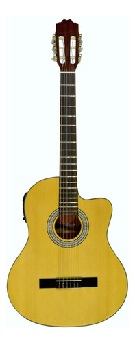 La Sevillana Un-3ceq Guitarra Electroacústica Nylon Resaque Color Natural Orientación De La Mano Diestro