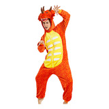 Pijamas Dinosaurio,completa Mameluco Disfraz Adult Naranja