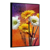 Quadro Decorativo Sala Flor Vaso Vidro Com Moldura