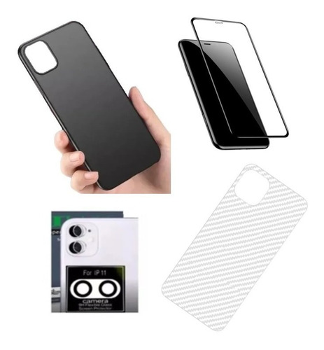 Capa Slim Para iPhone 11 6.1 +pel 3d Vidro + Camera+traseira