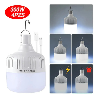 Wiknices 4pzs Portatil Recargable Emergencia Usb Lámpara Foco Led Mantenga Pulsado Para Apagar Duración 5 Horas 5 Modos De Iluminación Capacidad De La Batería 6000 Mah 10000 Lúmenes Tamaño9,5*18,5cm | Envío gratis