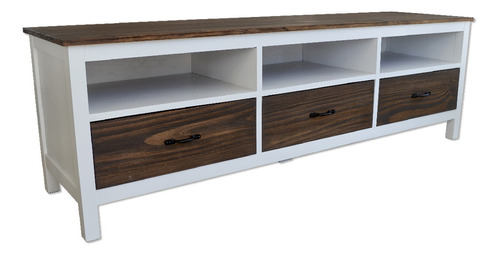 Mesa Rack Tv De Madera Con Cajones Y Estantes