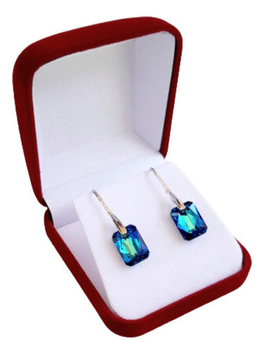 Aros De Plata 925 Cristales Swarovski Spike Bermuda Blue