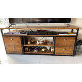 Mueble Rack Tv Industrial, Hierro Madera 180