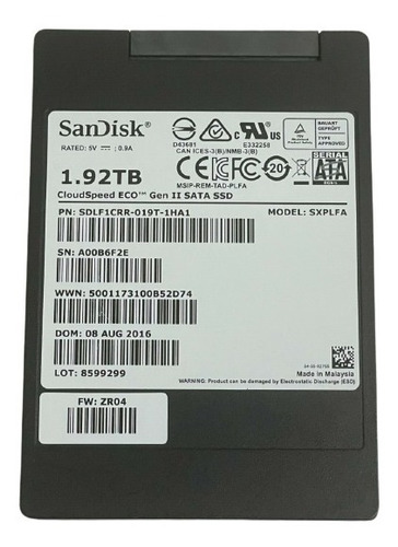 Ssd Sandisk Cloudspeed 1.92tb 2.5 Sata Pn Sxplfa Sdlf1crr-019t-1ha1@