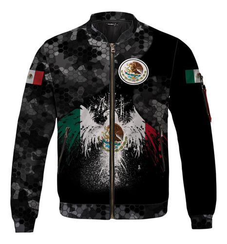 Aa Chamarra Bomber Eagle Mexico Para Hombre Con Escudo De