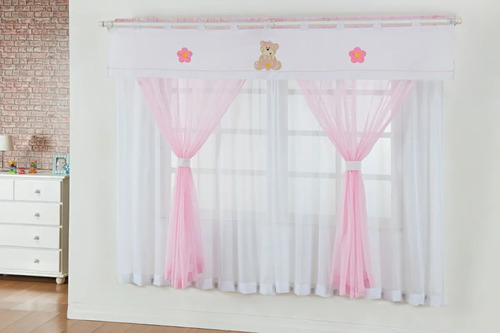 Cortina Para Quarto Bebê Infantil Menina Ursa Baby 2,00x1,80