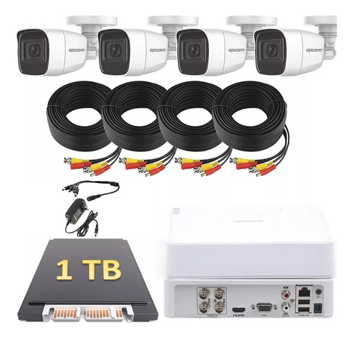 Cámara De Seguridad  Epcom B8-kit-mic/1tb Con Resolución De 2mp Visión Nocturna Incluida Blanca