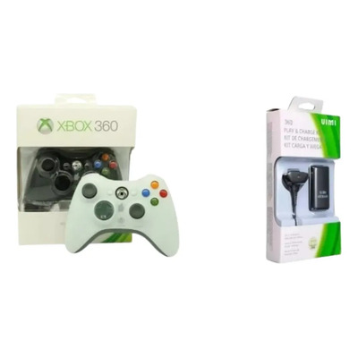 Control Inalámbrico Xbox 360 + Carga Y Juega Color Blanco