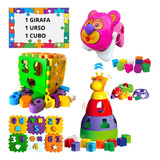 Kit Brinquedo Educativo Bebe Didático Encaixe Infantil