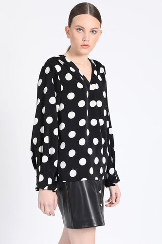 Blusa Estampado Lunares, Negro Liola