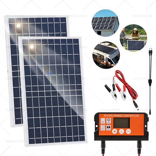 2 Paneles Solar Modulo 200w Con Controlador Kit Panel Solar