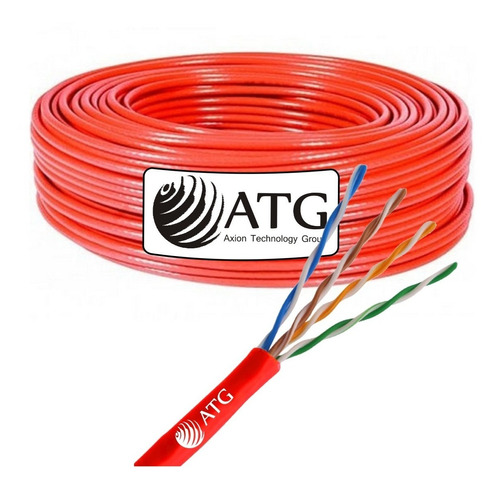 Cable Utp 100% Cobre Atg Cat5e Interior Rojo Cctv X 100mts